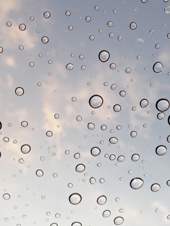 Water Drops with Sky Reflectionsの写真素材
