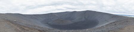 Hverfjall volcano crater located in icelandの写真素材