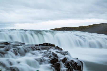 Gullfoss one of the biggest waterfalls in Icelandの写真素材