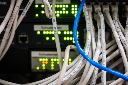 Network cables with server in Background