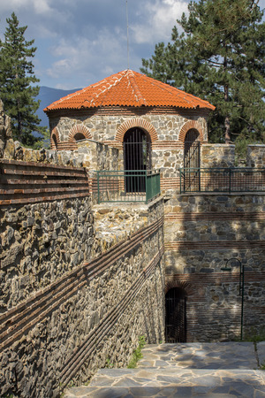 Refurbished Roman fortress built at the end of the 4th to the beginning of the 5th century in the park Hissarluka near Kyustendil, Bulgaria.のeditorial素材