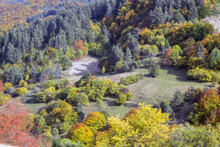 Autumn landscape of the Rhodope Mountains. A view from the village of Fotinovo.の写真素材