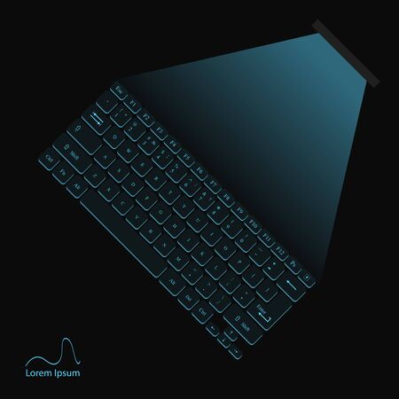 illustration of a neon blue virtual laser keyboardのイラスト素材
