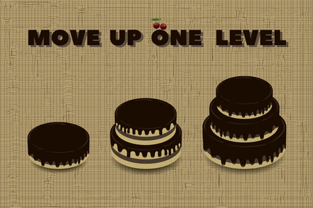 three cakes different heights and motivating inscription