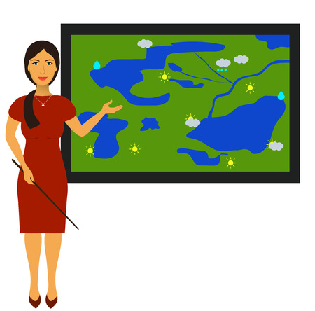 Vector illustration with the image of a TV weather reporter at workのイラスト素材