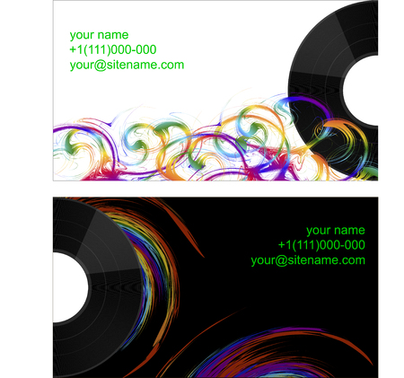 business card with half vinyl record with abstract colorful background in two ways.のイラスト素材