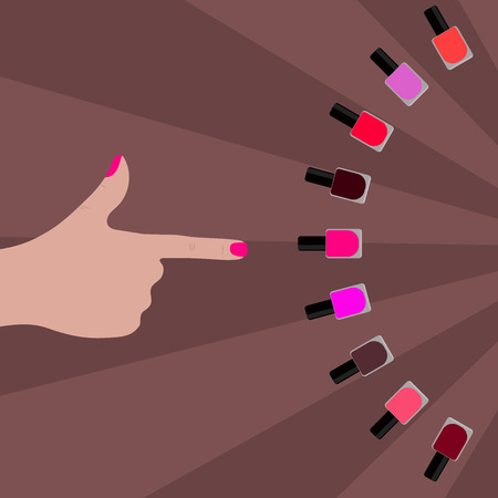 hand and bright coloured nail polishesのイラスト素材