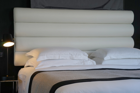 Modern bedroom interior in the hotel.の写真素材