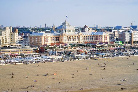 Famous Grand Hotel Amrath Kurhaus and Scheveningen beach near Hague. 2 September 2018. Den Haag. Netherlands.のeditorial素材