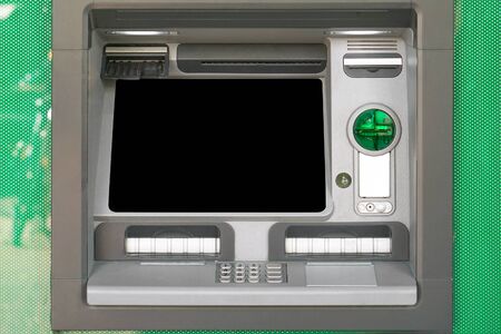  ATM in a shopping mall without people, outdoors. Street ATM with current work.                              の写真素材