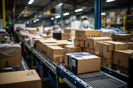 Goods labeling in warehouse for efficient inventory management and organizational purposesの素材