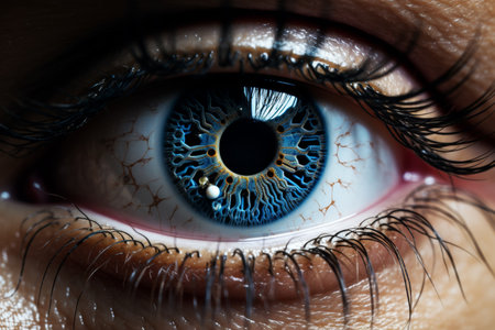 Close-up of eye with new technology, ai display concept, and innovative tech insideの素材