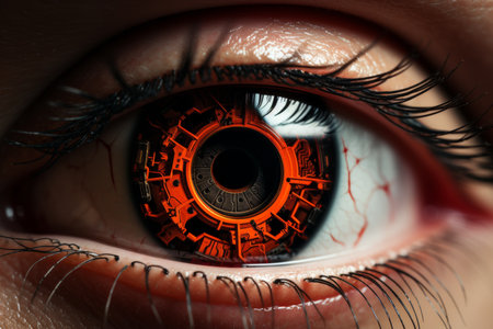 Close-up of ai-powered eye display technology. advanced concepts and innovations insideの素材