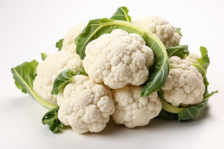 Organic cauliflower on white background for advertisements and packaging designsの素材