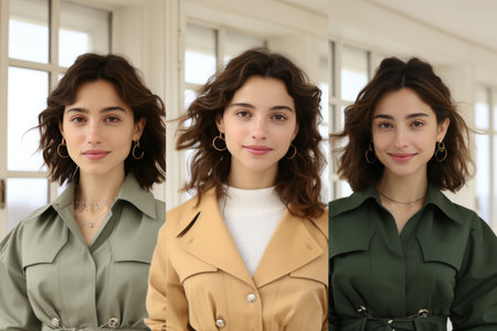 Portrait of three diverse, stylish, and confident young women gazing at the cameraの素材