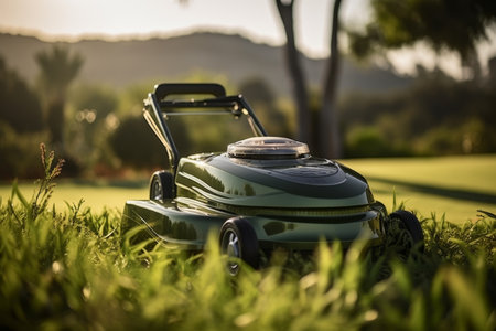 Professional garden lawn mower - top quality equipment for maintaining your beautiful outdoor spaceの素材