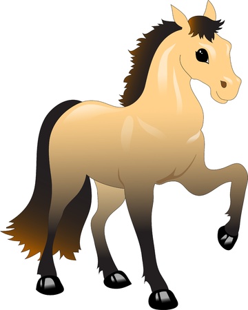 pretty brown horse with a black mane on a white backgroundのイラスト素材