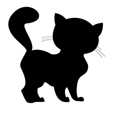 silhouette of a little kitten on a white backgroundのイラスト素材
