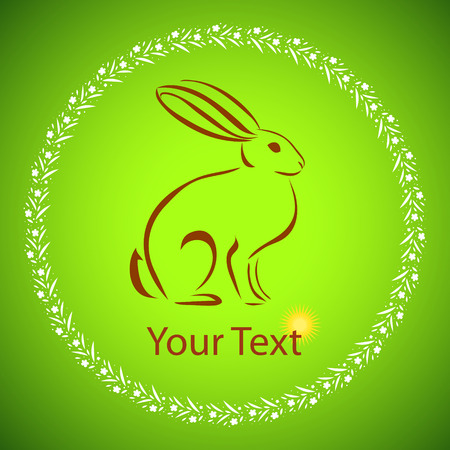 Easter card with rabbit outlineのイラスト素材