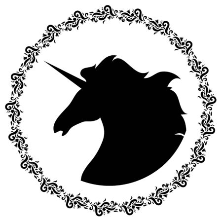 black unicorn on white background isolatedのイラスト素材