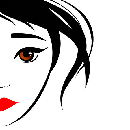 vector drawing of the girl's faceのイラスト素材