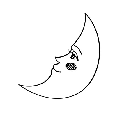 painted stylized moon isolatedのイラスト素材