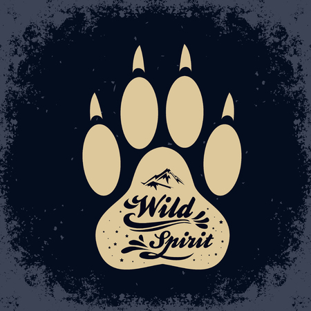 Wild Spirit. Inspiration Typography for t-shirt print. Wolf. Travel, adventure poster.のイラスト素材