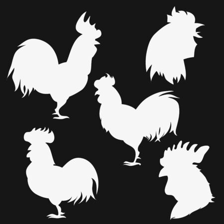 roosters.  Vector set of rooster.  New Year symbol 2017 - rooster.  Element for , label, print, calendar and Happy ney year card.のイラスト素材
