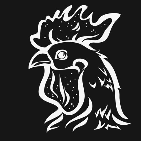 rooster. Decorative element, label or icon. Greeting card, symbol of new year 2017,Chinese calendar. 2017 new year of rooster.Vectorのイラスト素材