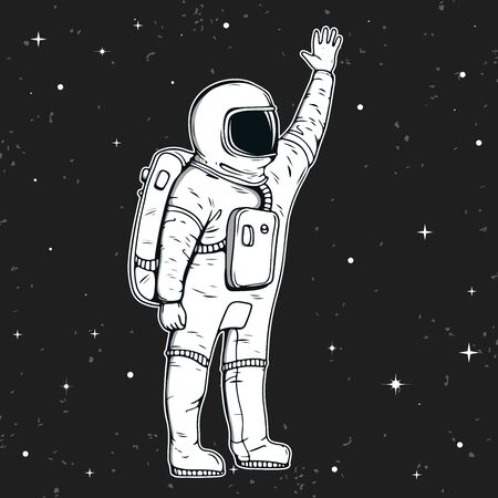 Astronaut vector illustration. Hand drawn spaceman for t-shirt print designのイラスト素材