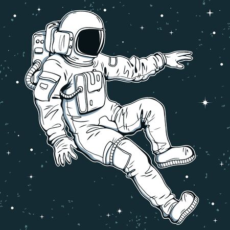 Astronaut vector illustration. Hand drawn spaceman for t-shirt print designのイラスト素材