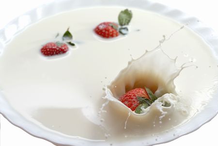 Strawberry in milkの写真素材