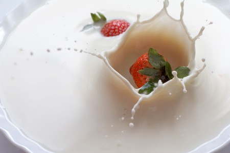 Strawberry in milkの写真素材
