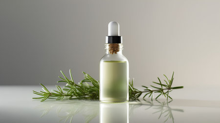 Organic cosmetics and oils with extracts of rosemary herbs. Generative .の素材