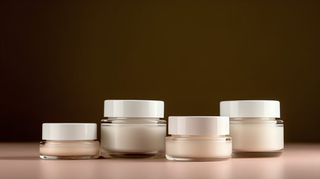 A set of cosmetics in containers on a white backgroundの素材