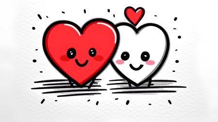 Illustration of cute hearts. Celebrating Valentines Day. The symbol of loversの素材