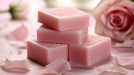 Rose soap with rose extract, handmade with roses. Natural vegan soap with rose fragranceの素材