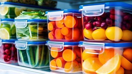 Healthy vegetables in transparent food containersの素材