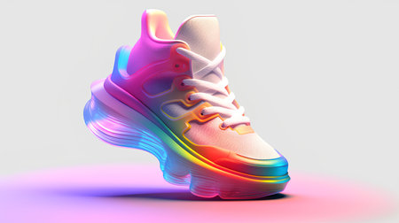High fashion shoes: 3D illustration of bright sneakersの素材