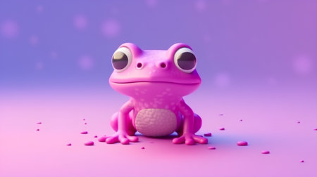3d illustration of a funny and funny pink frogの素材