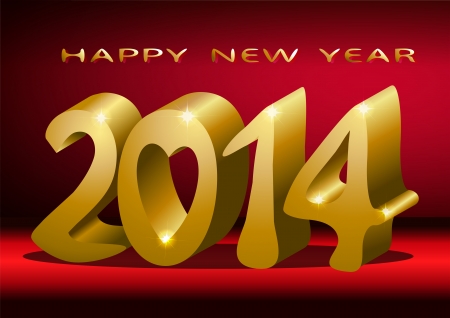 Large golden numerals 2014 , on a red のイラスト素材