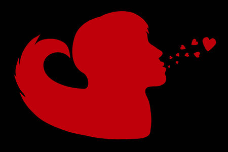 The red profile of the girl but the blackのイラスト素材