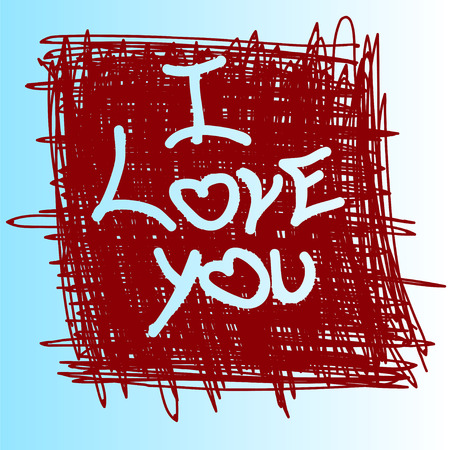 On carelessly drawn background written phrase : I love you.のイラスト素材