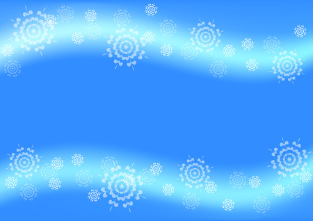 Blue Christmas background with flying snowflakes and free space .のイラスト素材