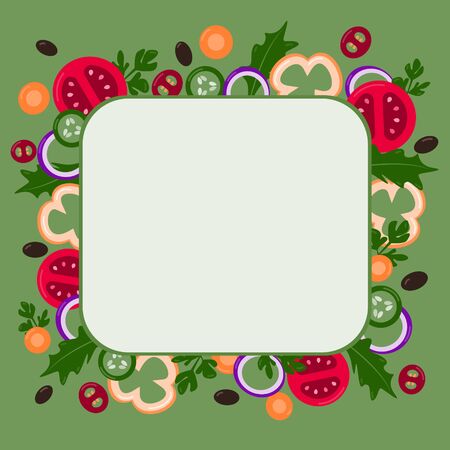 Sliced vegetables with space for writing .のイラスト素材