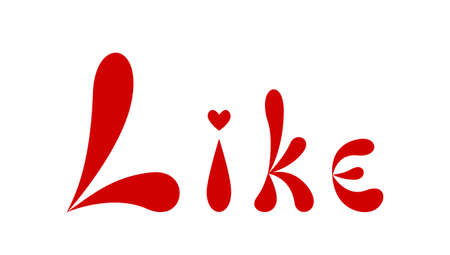 Vector lettering like with a red heart on a white background .