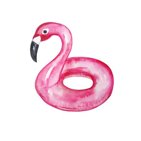 watercolor balloon inflatable kids beach pink flamingoの写真素材