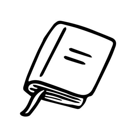 illustration closed book in doodle style black and white hand-drawnのイラスト素材
