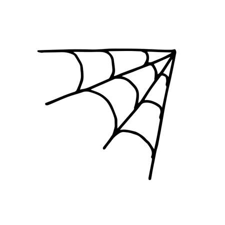 hand-drawn doodle spider web illustration black and white hand-drawnのイラスト素材