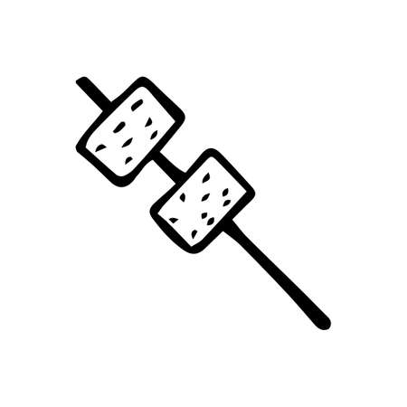 Doodle black and white hand-drawn marshmallow illustrationのイラスト素材